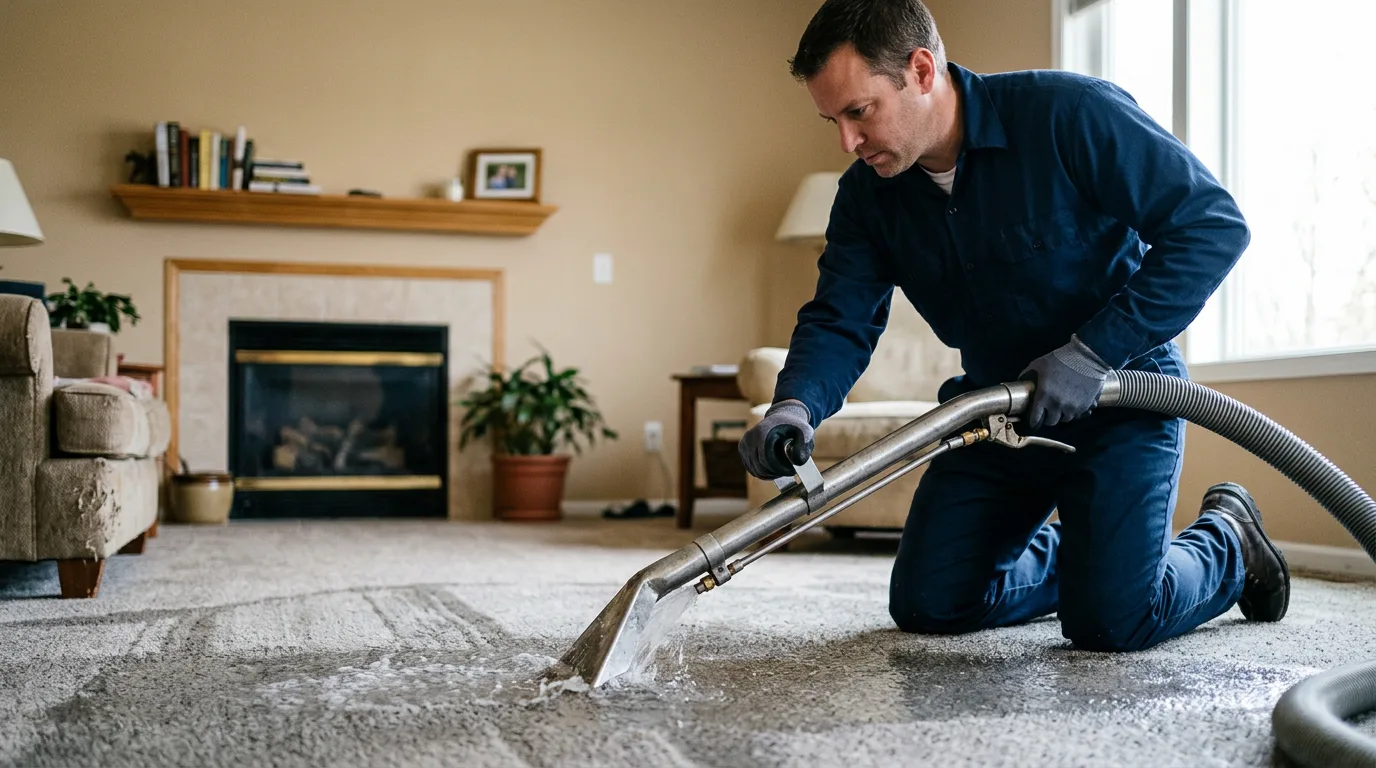 Water damage restoration technician working near Belleville, NY